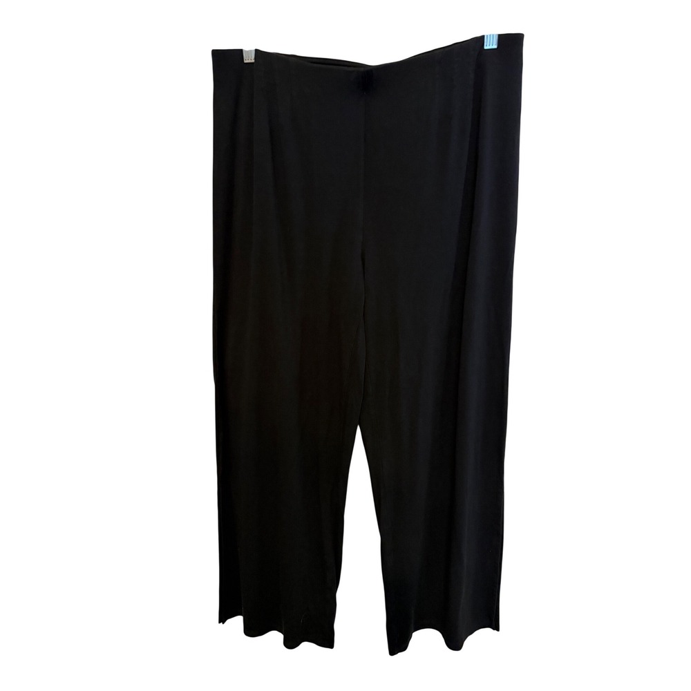 J.Jill Wear Ever Black Wide Leg Side Slit Pull On Stretch Pants RN 97641